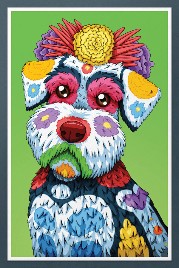 Day of the Dead Dog Schnauzer Art Print - “Aleman” - Nicholas Ivins