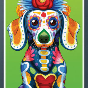 Day of the Dead Dog Dachshund Art Print - 