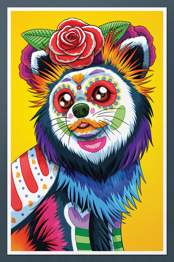 Day of the Dead Dog Long Hair Chihuahua Art Print - 