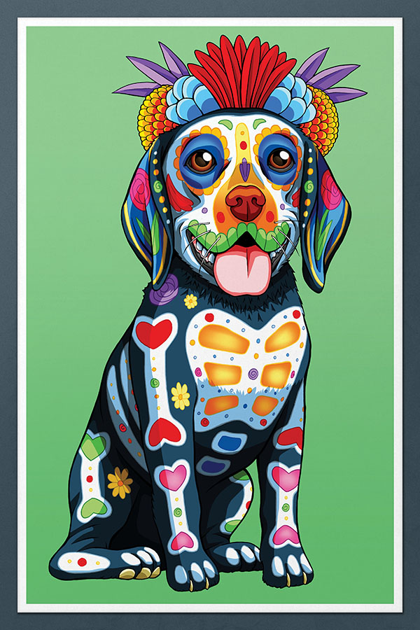 Day of the Dead Dog Beagle Art Print - 
