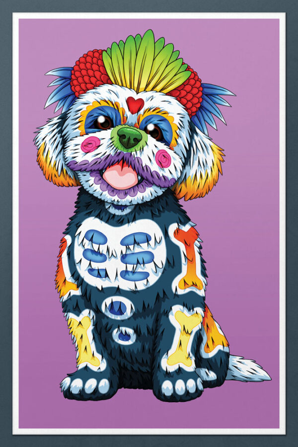 Day of the Dead Dog Shih Tzu Art Print - 