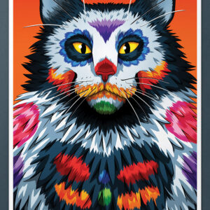 Day of the Dead Maine Coon Cat Art Print - “Montero” - Nicholas Ivins