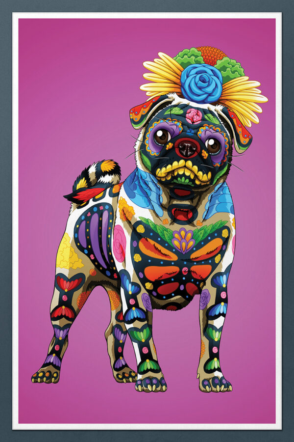 Day of the Dead Dog Pug Art Print - 