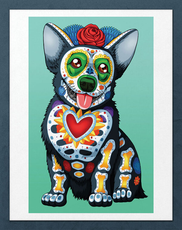 Day of the Dead Dog Corgi Art Print - 