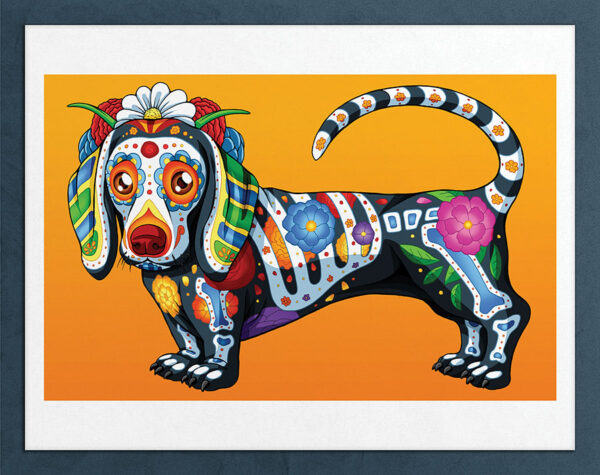 Day of the Dead Dog Dachshund Art Print - 