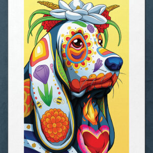 Day of the Dead Dog Basset Hound Art Print - 
