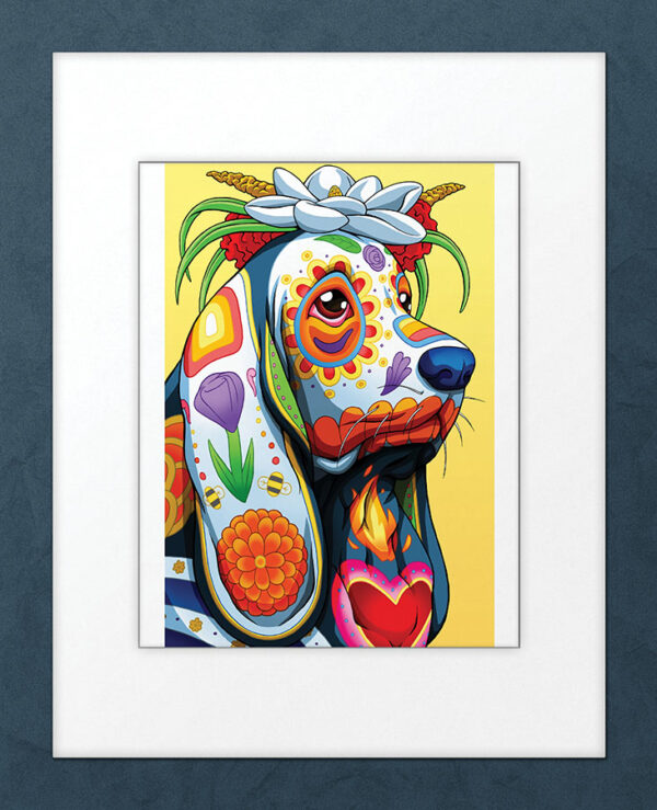 Day of the Dead Dog Basset Hound Art Print - 