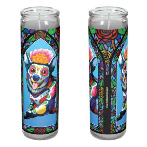 Day of the Dead Dog Running Corgi Candle - "Ella"