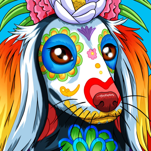 Day of the Dead Dog Long Hair Dachshund Art Print - 