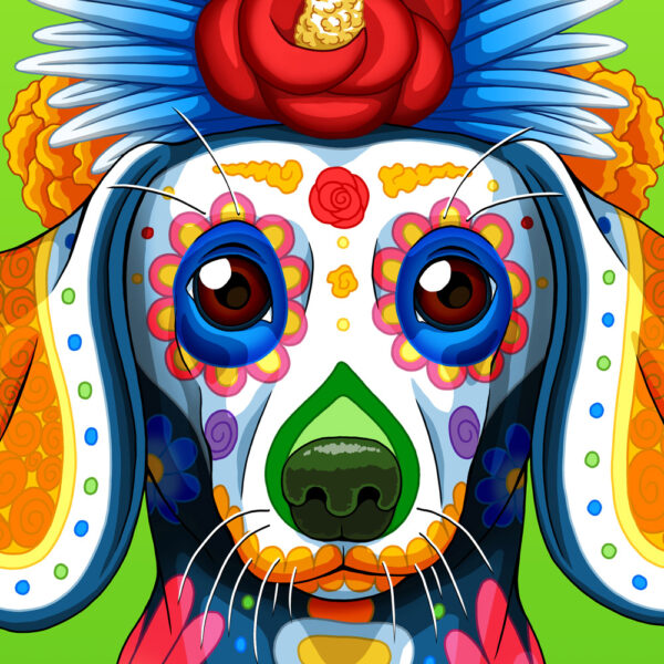 Day of the Dead Dog Dachshund Art Print - 