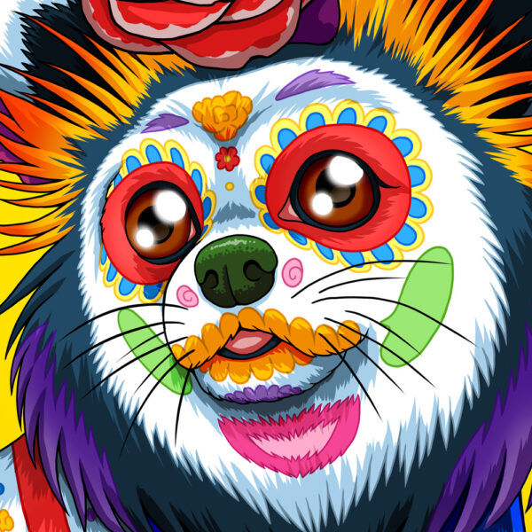 Day of the Dead Dog Long Hair Chihuahua Art Print - 