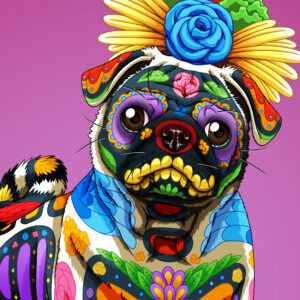Day of the Dead Dog Pug Art Print - 