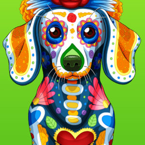Day of the Dead Dog Dachshund Art Print - "Diego"
