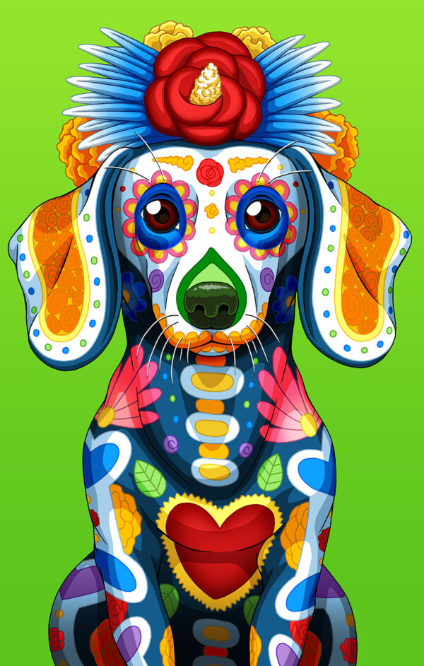 Day of the Dead Dog Dachshund Art Print - 