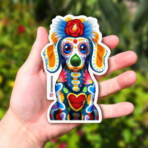 Day of the Dead Dog Dachshund Sticker - "Diego"