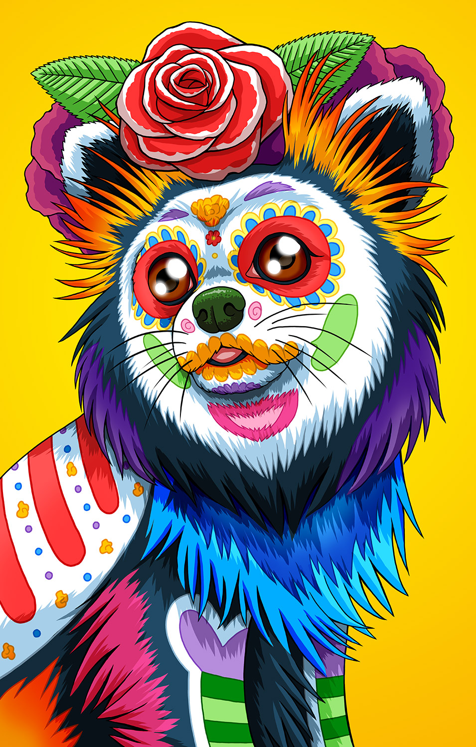 Day of the Dead Dog Long Hair Chihuahua Art Print - 