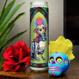 Day of the Dead Dog Happy Chihuahua Candle - "Dola"