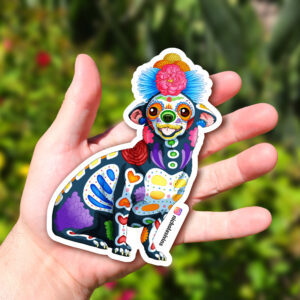 Day of the Dead Dog Happy Chihuahua Sticker - "Dola"