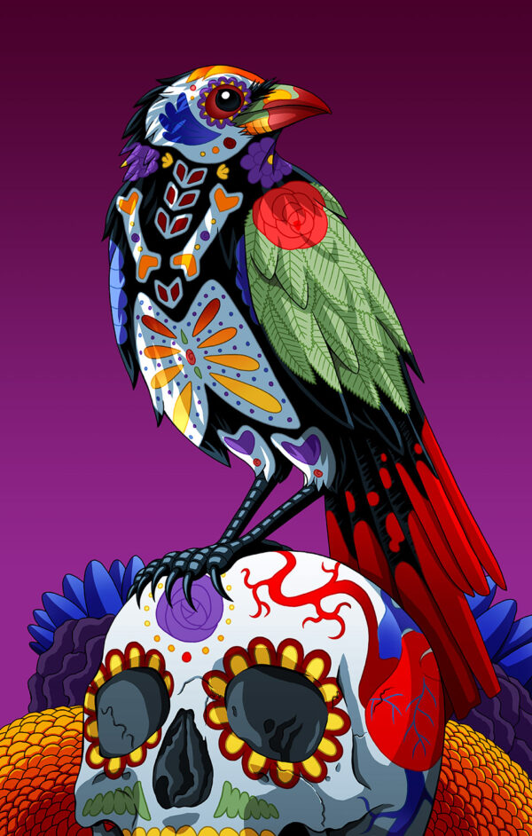 Day of the Dead Crow Art Print - “Edgar” - Nicholas Ivins