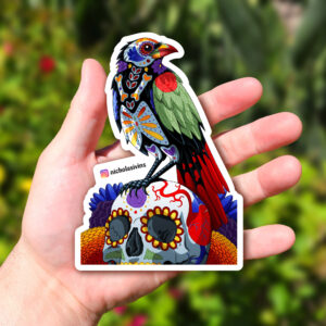 Day of the Dead Crow Sticker - "Edgar"