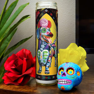 Day of the Dead Dog Happy Dachshund Candle - "Estrella"