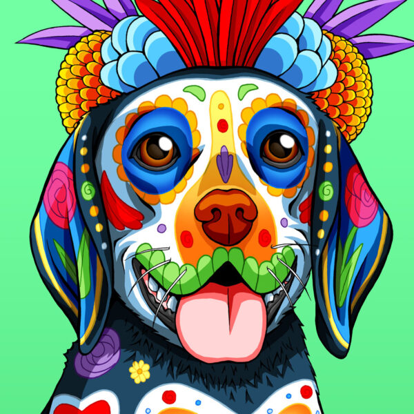 Day of the Dead Dog Beagle Art Print - 