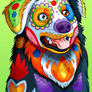 Day of the Dead Dog Australian Shepherd Art Print - 
