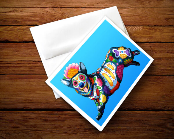 Day of the Dead Dog Running Corgi Art Print - 