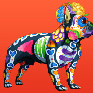 Day of the Dead Dog French Bulldog Art Print - "Gustavo"