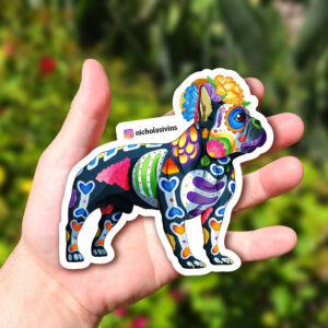 Day of the Dead Dog French Bulldog Sticker - "Gustavo"