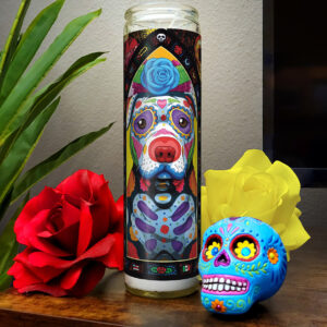 Day of the Dead Dog Sad Pitbull Candle - "Juanito"