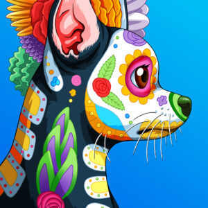 Day of the Day of the Dead Dog Chihuahua Art Print - "Martino"