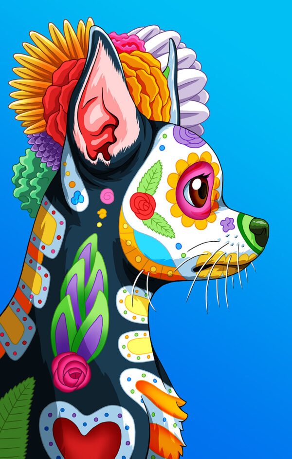 Day of the Day of the Dead Dog Chihuahua Art Print - 