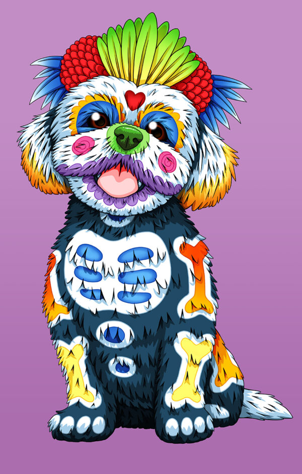 Day of the Dead Dog Shih Tzu Art Print - 