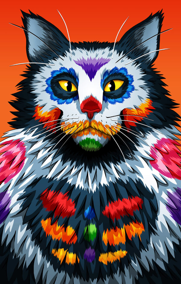 Day of the Dead Maine Coon Cat Art Print - “Montero” - Nicholas Ivins