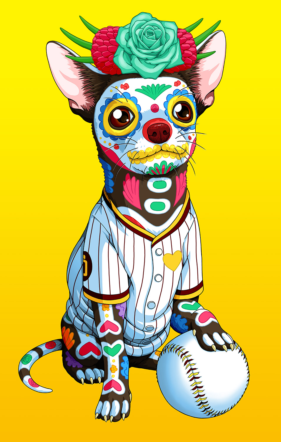Day of the Dead Dog San Diego Baseball Chihuahua Art Print