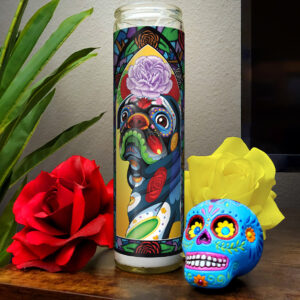 Day of the Dead Dog Pug Candle - "Santiago"