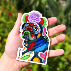 Day of the Dead Dog Pug Sticker - "Santiago"