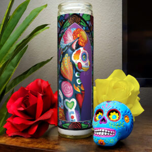 Day of the Dead Cat Profile Candle - "Sombra"