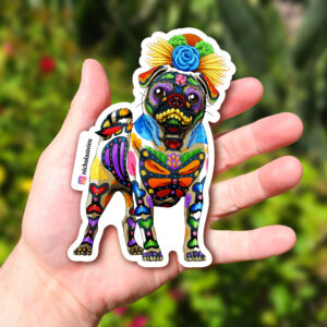 Day of the Dead Dog Pug Sticker - "Sonia"