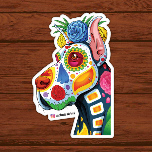 Day of the Dead Dog Great Dane Sticker - 