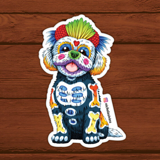 Day of the Dead Dog Shih Tzu Sticker - 